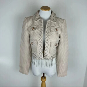 NWT Izaak Azanei Embellished Beaded Blazer Lady Jacket Size XS Cream